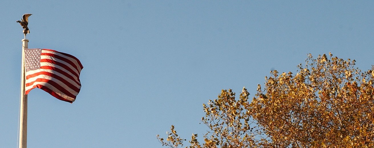 American Flag flies over Columbia University Campus