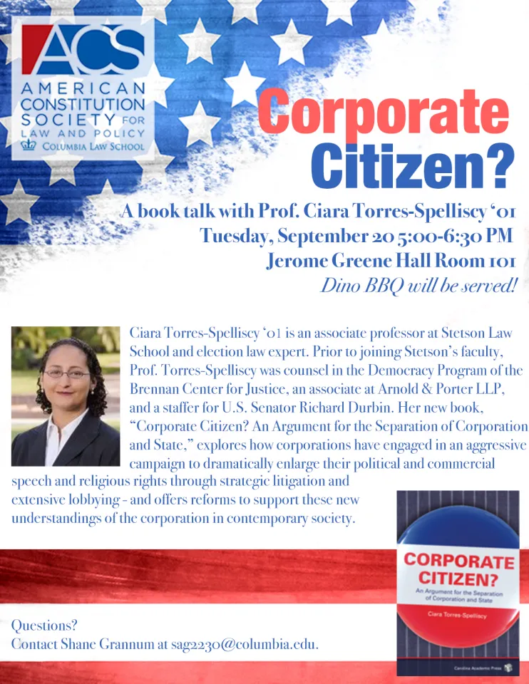 Corporate Citizen?: A Book Talk with Professor Ciara Torres-Spelliscy '01