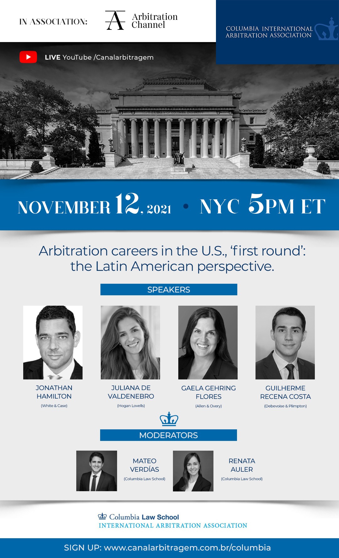 The speakers at this event are Jonathan Hamilton, Juliana De Valdenbro, Gaela Gehring Flores and Guilherme Recena Costa.This panel discussion will be moderated by CLS students Mateo Verdías and Renata Auler. 
