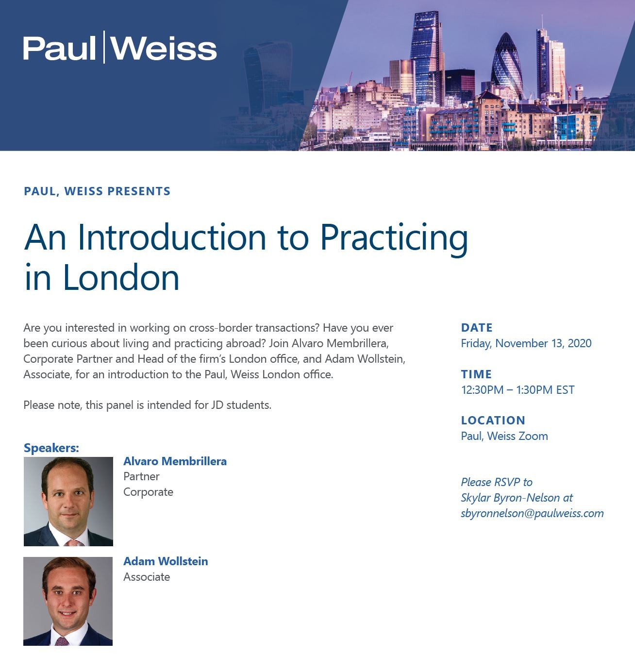 flyer for lunch with paul weiss 