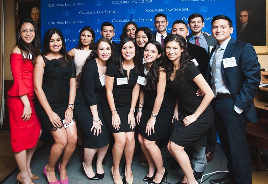 2017-2018 LaLSA E-Board in front of the Columbia Law School backdrop