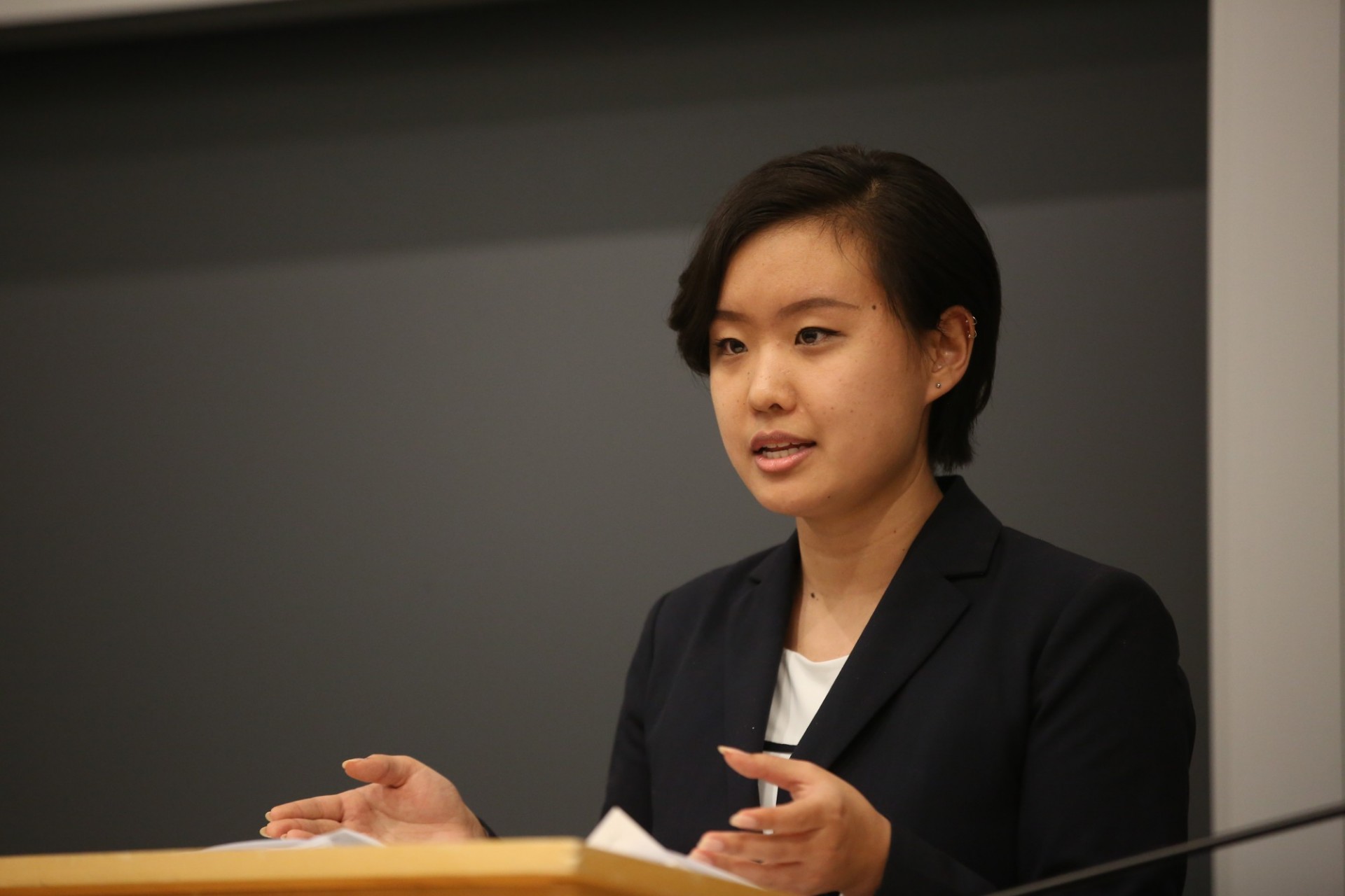 Photo of Wendy Q. Xiao '21 during last year's Stone semifinals. Photo used with permission.
