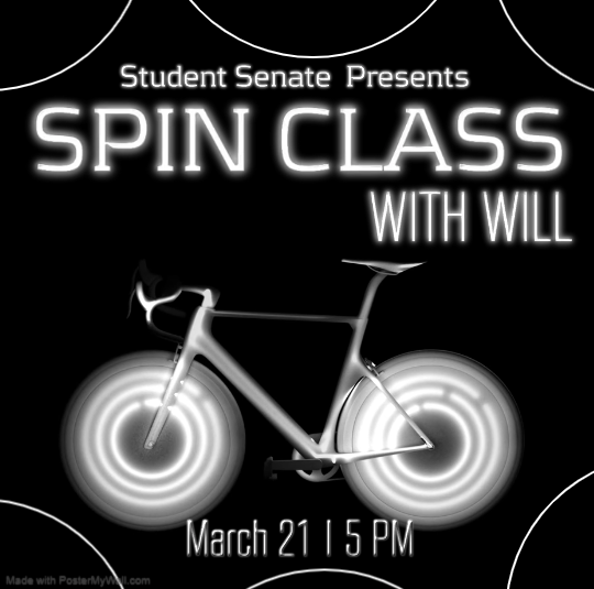 Flyer advertising a Spin Class on March 21 at 5pm